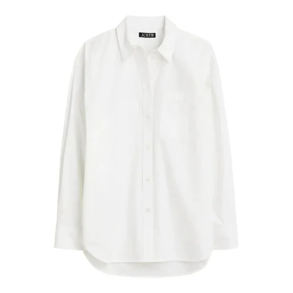 J Crew Womens Etienne Oversized Fit Long Sleeve Top~Size 2X~White Oxford NWT - Picture 1 of 11